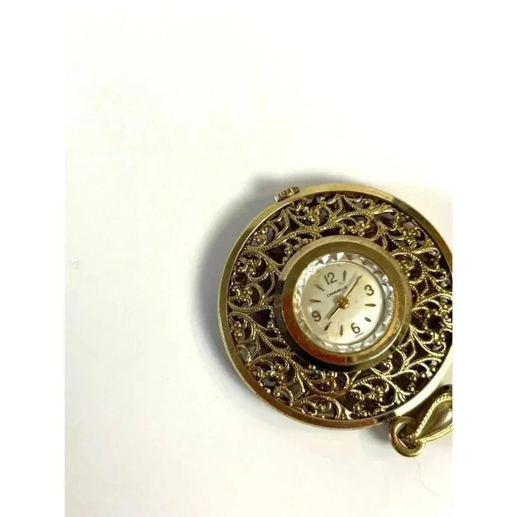 Gorgeous Vintage Carravelle Circular Pendant Necklace Clock - Picture 4 of 8